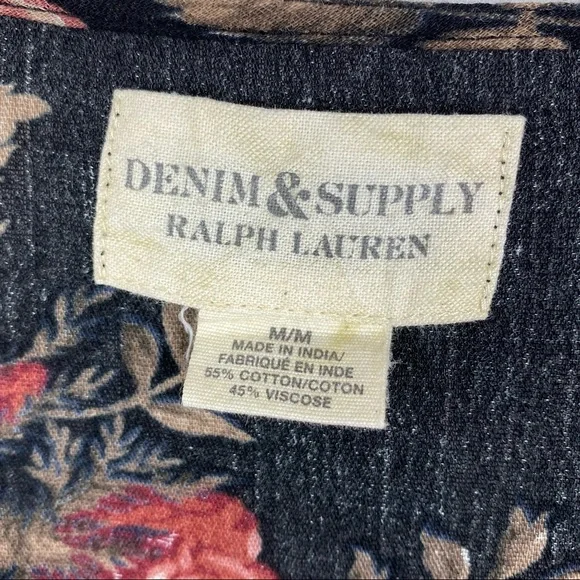 Ralph Lauren Denim & Supply Floral V Neck Ruffle Bell Sleeve Top - Picture 7 of 9